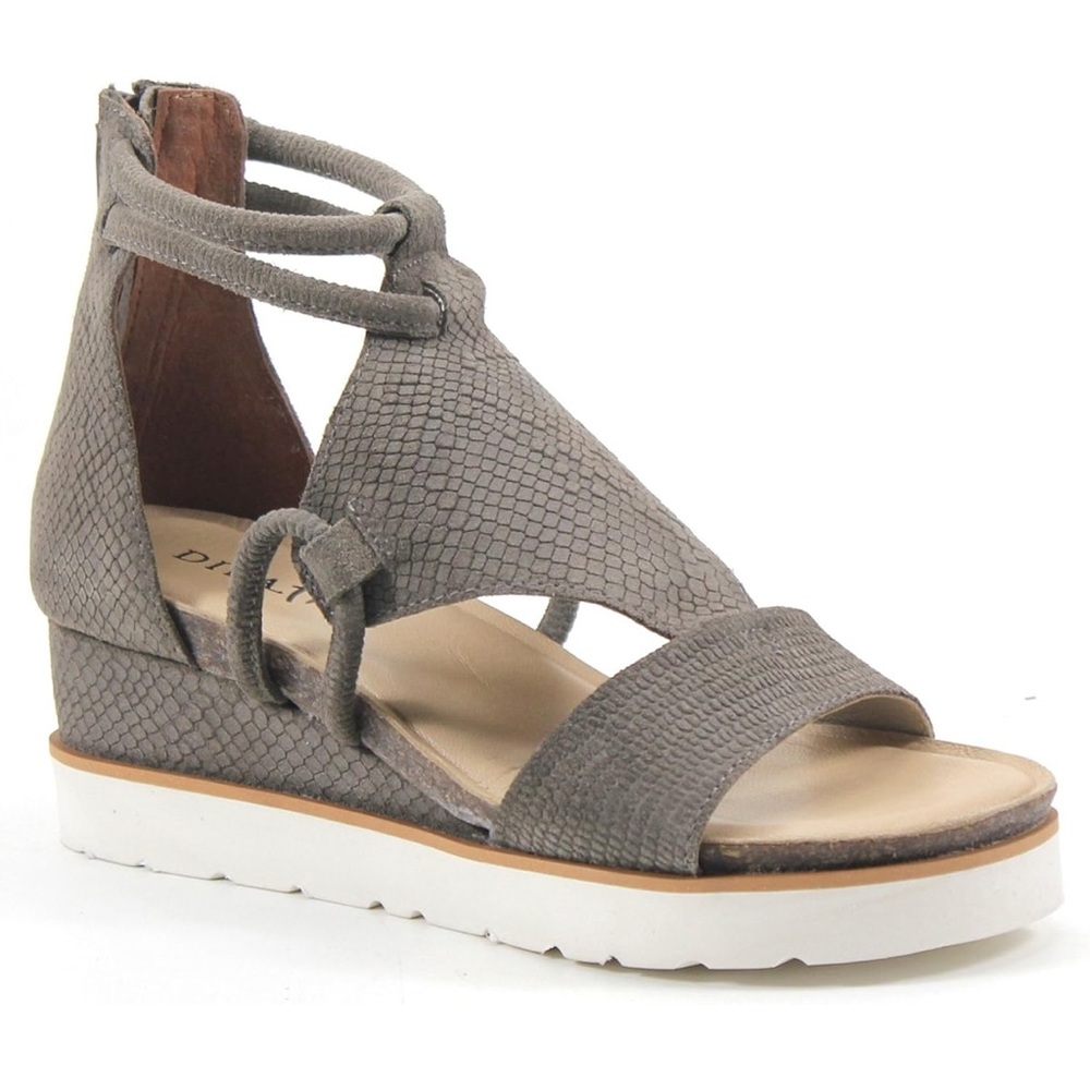 NEW Diba True GREEN CLOVER Taupe Suede Cushioned Low Wedge Sandal - Size 11